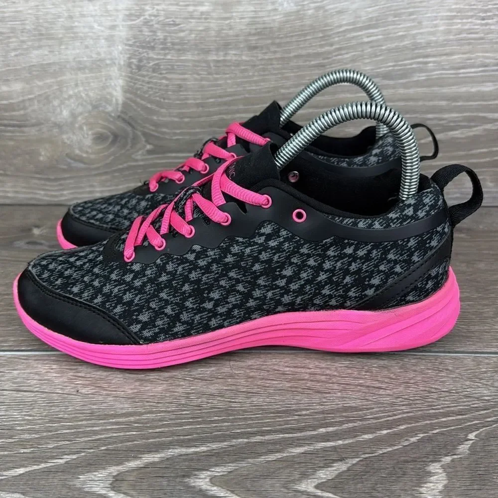 Vionic 335Python Women's Sz 7M Black Pink Low Top Lace Up Walking Sneakers